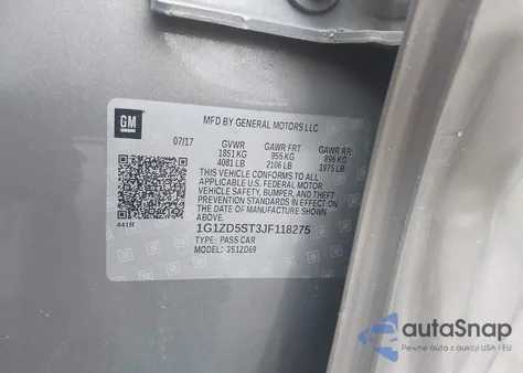 2018 Chevrolet Malibu Lt z USA, uszkodzony, nr VIN 1G1ZD5ST3JF118275